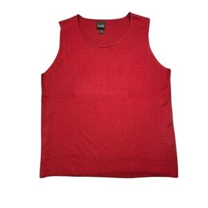 Eileen Fisher Silk Scoop Neck Tank Ribbed Womens L Top Red Casual Quiet Luxury